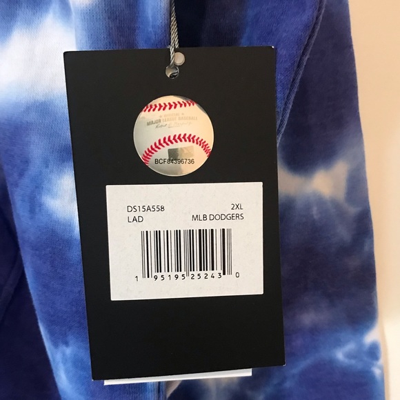 DKNY Sport LA Dodgers Dakota Tie Dye Half Zip Hoodie - Picture 3 of 6